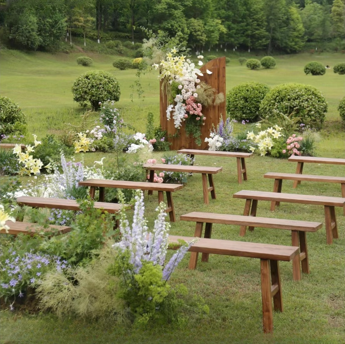 Modern Picnic Bench with Natural Wood Seating