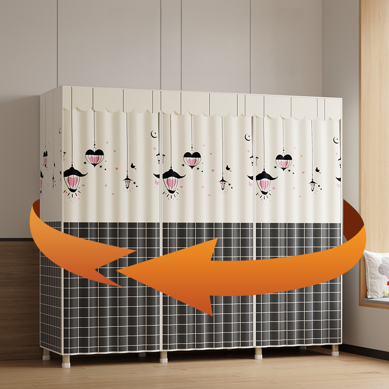 Modern Steel Cabinet Armoire Featuring Interior Shelves and Clothing Rod