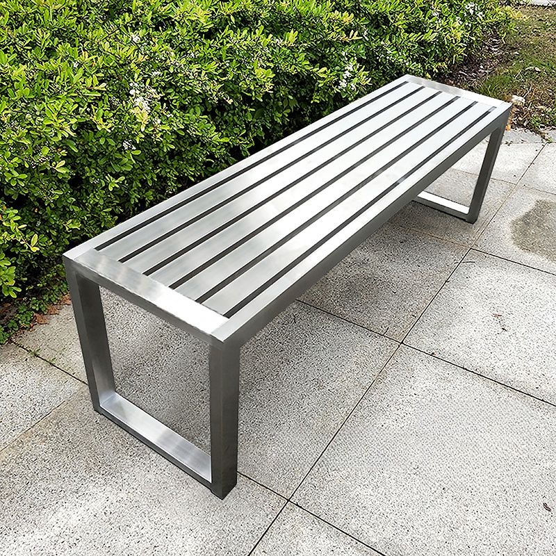 Art Deco Picnic Bench with Stainless Steel Steel Finish