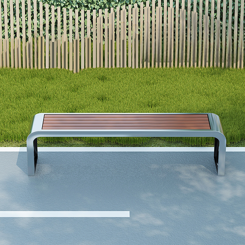 Modern Rainproof Cocoa Park Bench with Back and Stainless Alloy Frame
