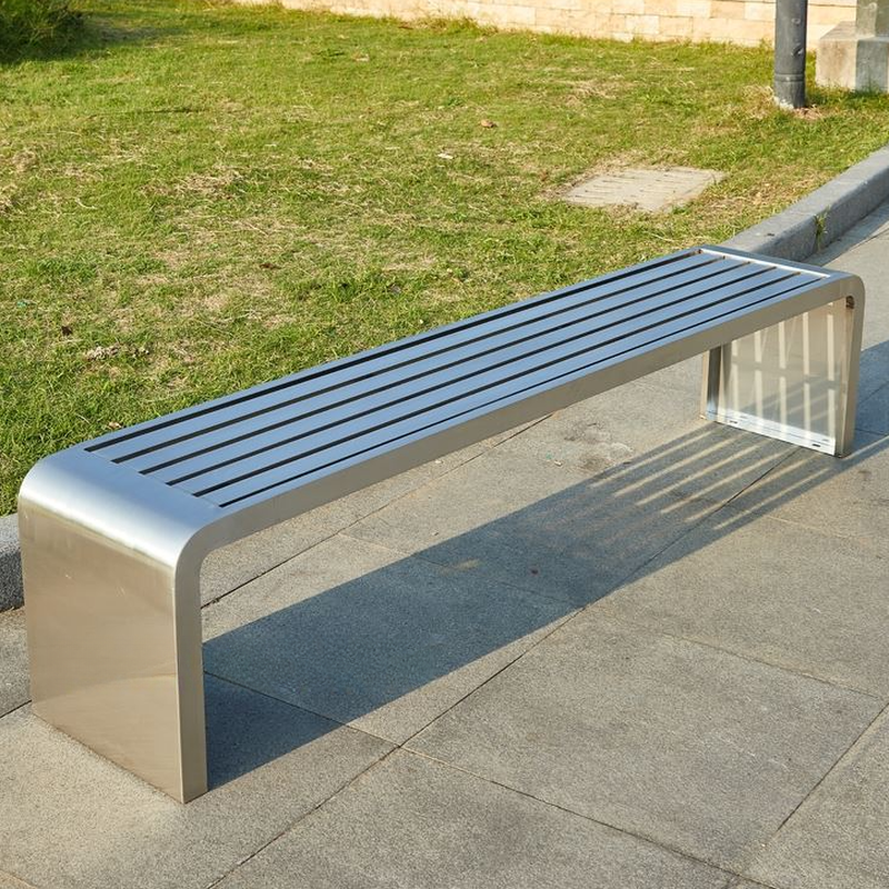 Modern Picnic Bench with Steel in Silver