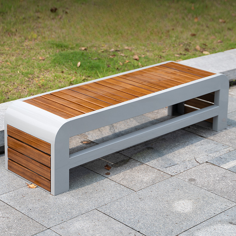 Art Deco Rainproof Picnic Bench in Engineered Wood with Light Gray Frame