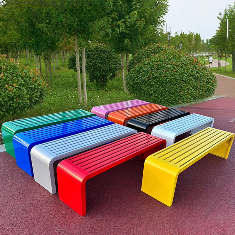 Art Deco Picnic Bench Rainproof Alloy with Chalk/Lime Green/Orange Finish