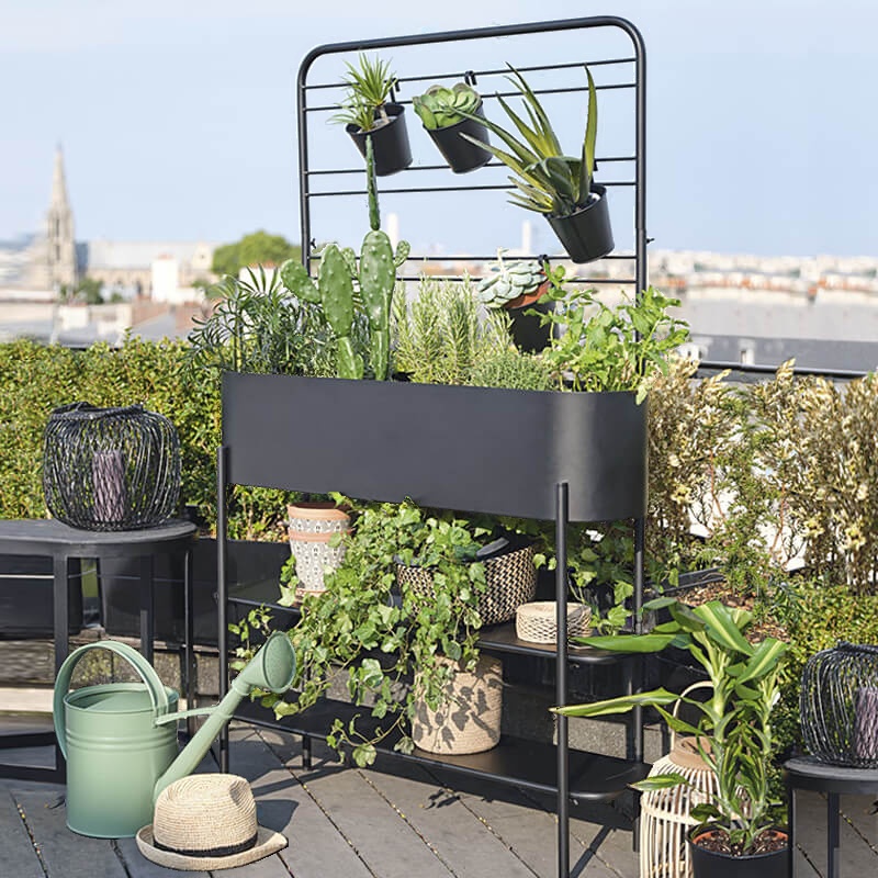 Rectangle Metal Plant Holder for Floor Installation