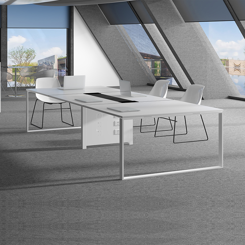 White Modern Office Conference Table with a Rectangular Top for Seats 12+ in Lumber