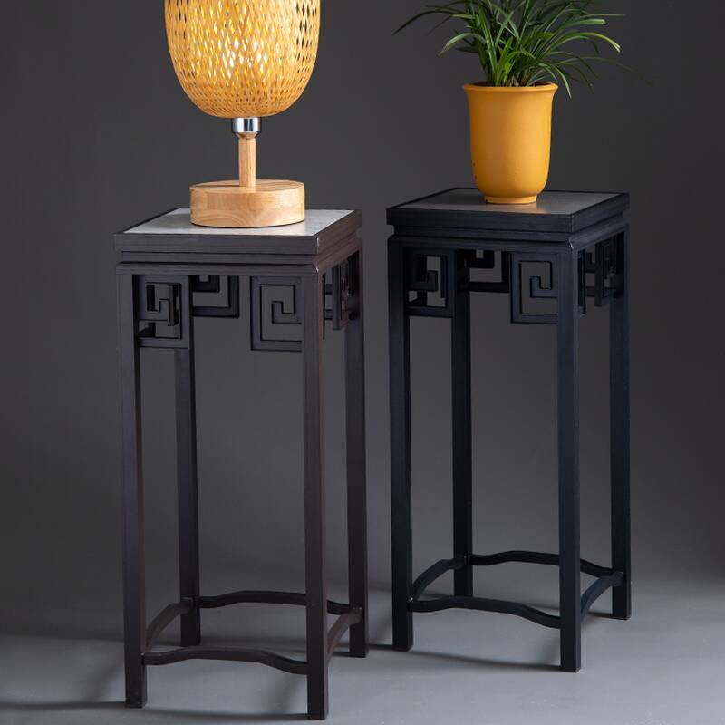 Square Porcelain Floor Plant Table with Metal Frame in a Modern Style