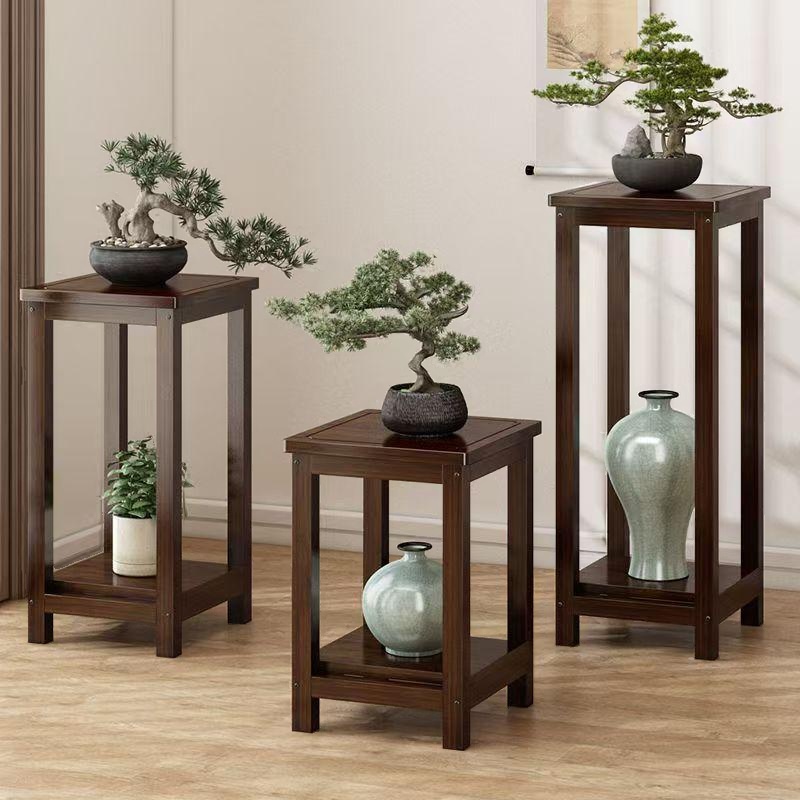Square Bamboo Plant Stand Side Table for Floor