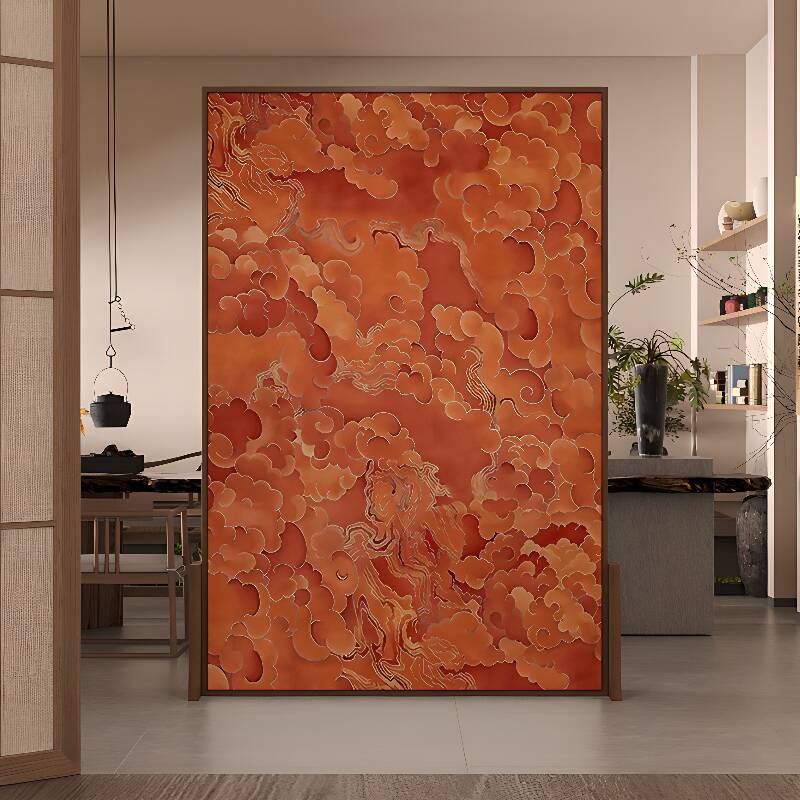 Vermilion Contemporary Opaque Single Panel Lumber Wall Partition with Double Sided Print
