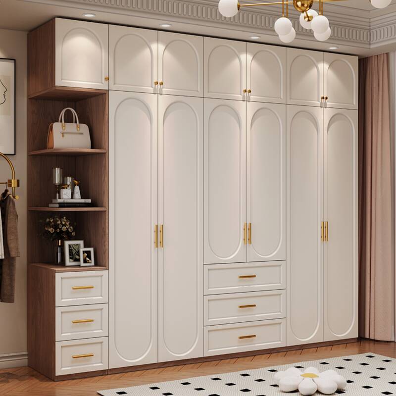 Chalk Modern Laminate Cabinet Armoire with Soft Close Drawer, Soft Close Door, Interior Shelves, and Clothing Rod