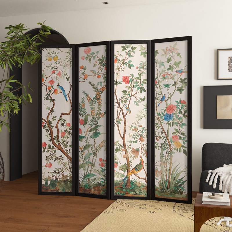 Modern Ink Room Divider for Indoor Use with Translucent Light Filtration, Foldable Design, and Gauze Material