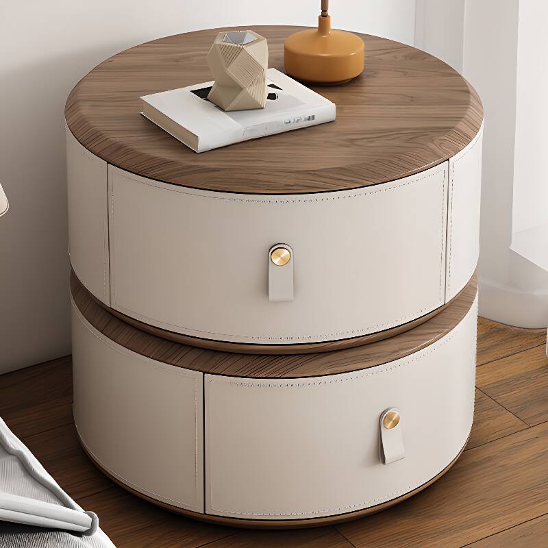 Art Deco Nightstand With Drawer Storage, 2 Drawers, and Solid+Manufactured Wood Countertop