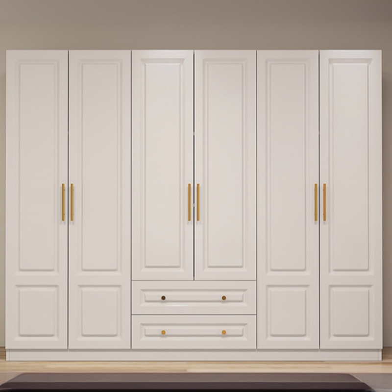 Chalk Modern Laminate Cabinet Armoire with 3-Drawer, Soft Close Door, Interior Shelves, and Clothing Rod
