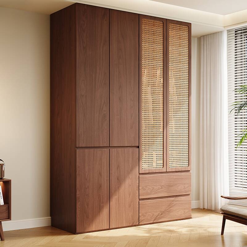 Cocoa Modern Laminate Cabinet Armoire with Soft Close Drawer, Soft Close Door, Interior Shelves, and Clothing Rod