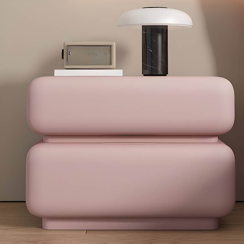 Modern Simple Style Leatherette Countertop Drawer Storage Nightstand with 2 Drawers
