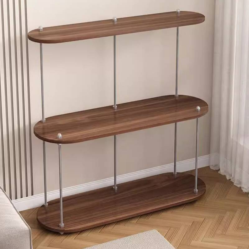 Oval 1 Piece Plant Rack Composite Wood with 3 Tiers & 3 Shelves & Legs