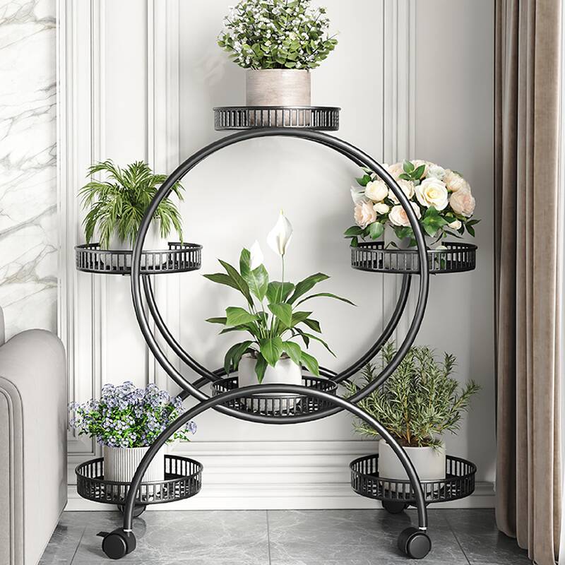 Rounded Metal Plant Rack with Caster Wheels