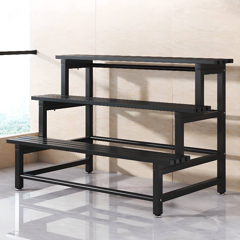 1 Piece Midnight Black Rectangle Metal/Natural Wood 3 Tiers/2 Tiers/4-tier Plant Holder with 4 Shelves/3 Shelves/2 Shelves and Legs