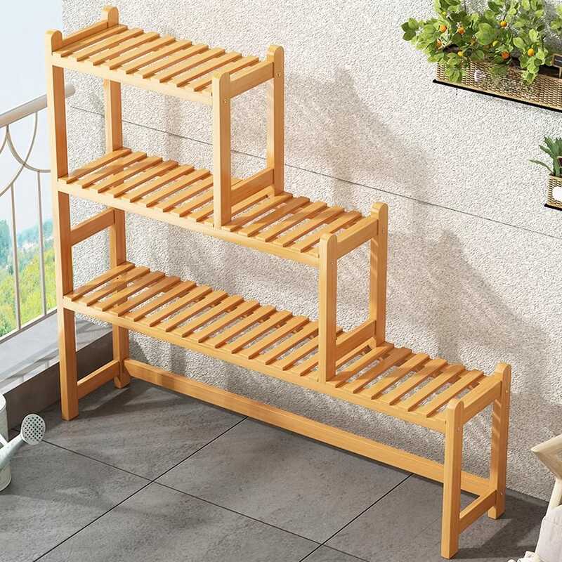 3 Tiers/2 Tiers Rectangle Composite Wood Plant Holder with 1 Piece and 3 Shelves/2 Shelves on Legs