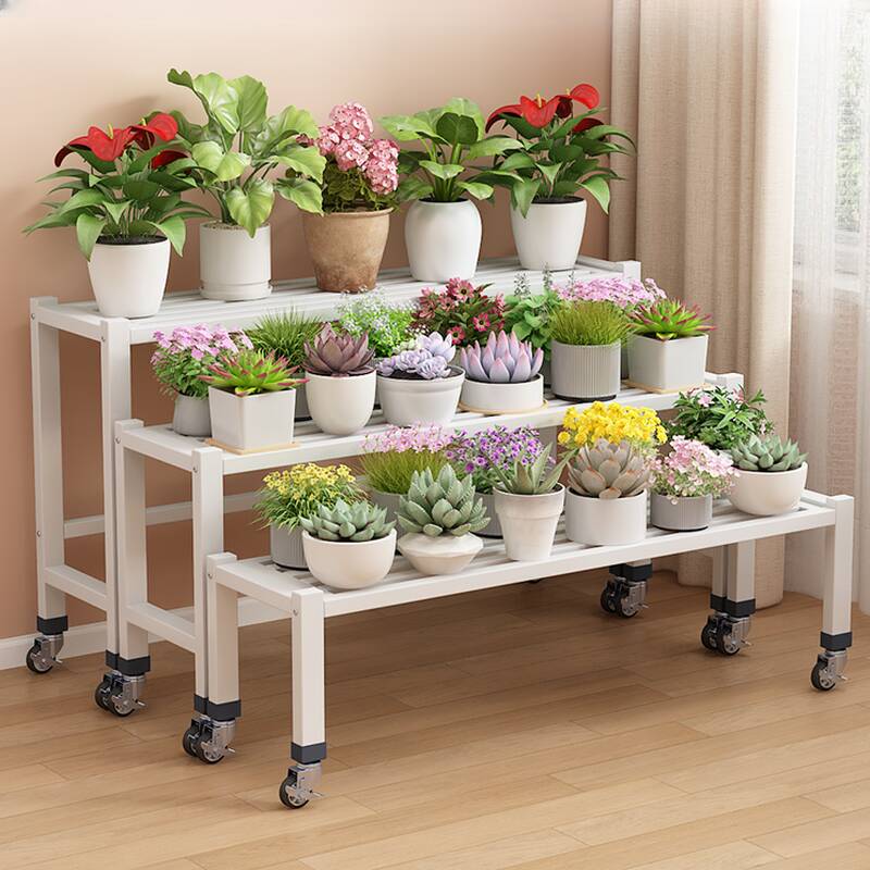 Rectangle Metal Plant Holder with Caster Wheels