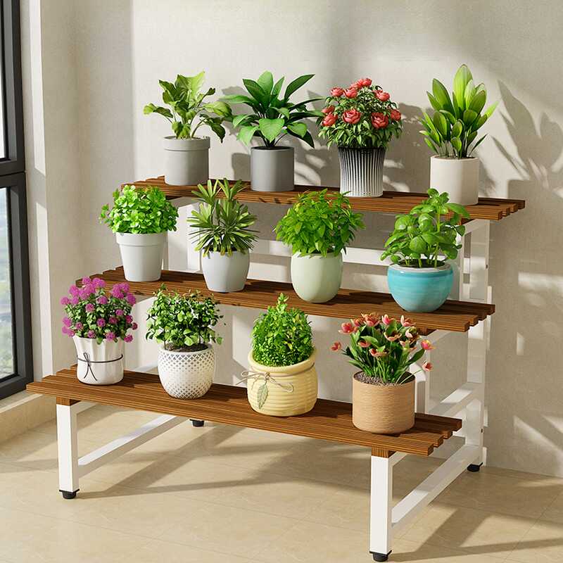 Rectangle 1 Piece Flower Rack Wood with 2 Tiers/3 Tiers & 2 Shelves/3 Shelves & Legs