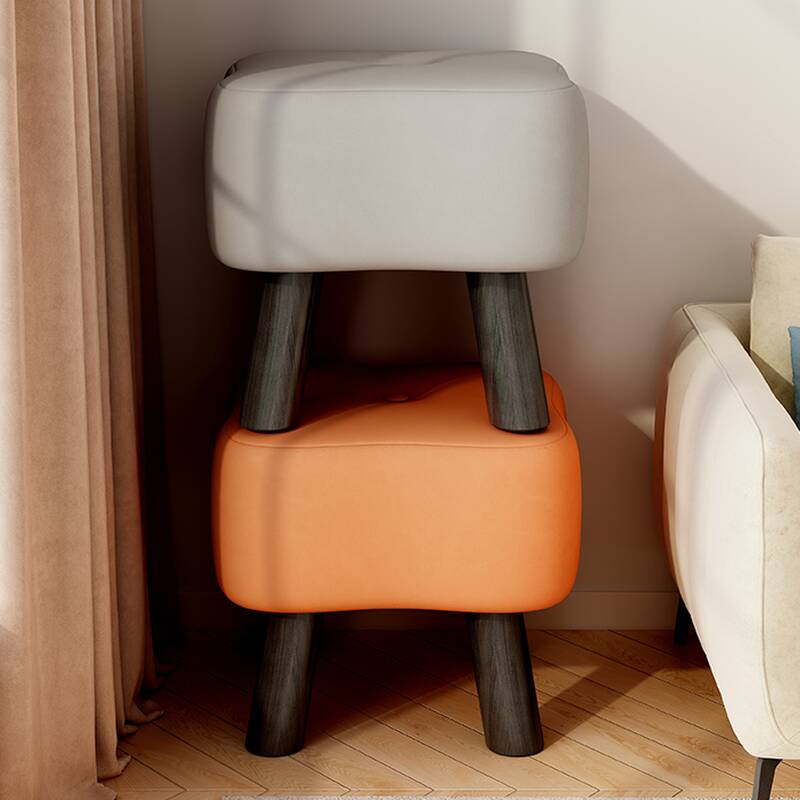 Modern Simple Style Unique Solid Colour Standard Ottoman in Faux Leather withTufted Design