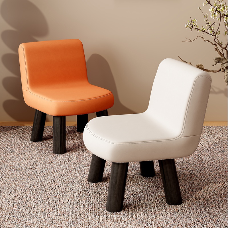 Modern Simple Style Unique Solid Colour Standard Ottoman in Faux Leather with Gray/Jade Green/Light Brown Upholstery