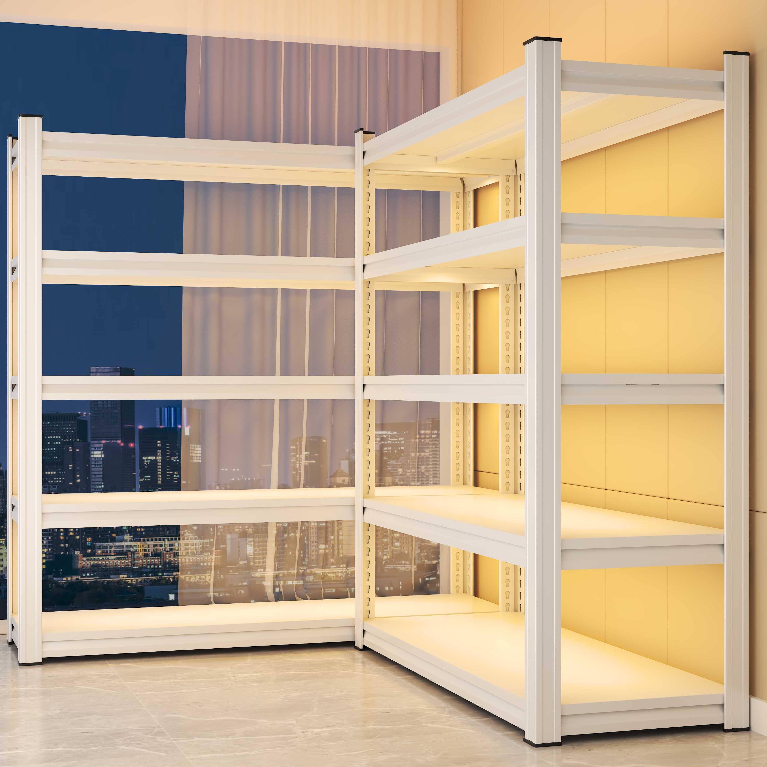 Modern Simple Style Steel Warehouse Shelving Rack with Unattached Installation
