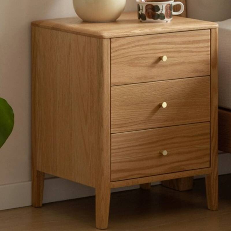 Art Deco 3 Tiers Nightstand With Drawer Storage and Natural Wood Countertop