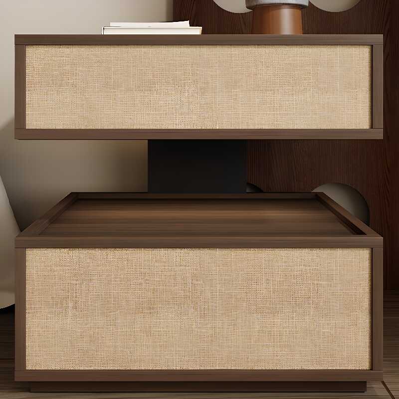 Organic Modern 2 Tiers C-Shaped Nightstand with Walnut Countertop