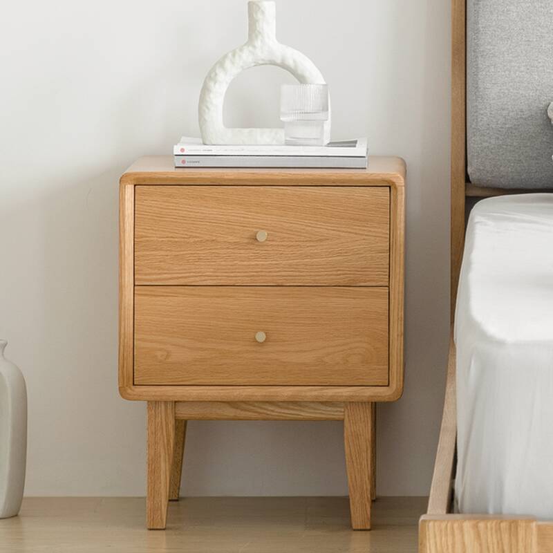 Art Deco 2 Tiers Nightstand With Drawer Storage Featuring Oak Countertop