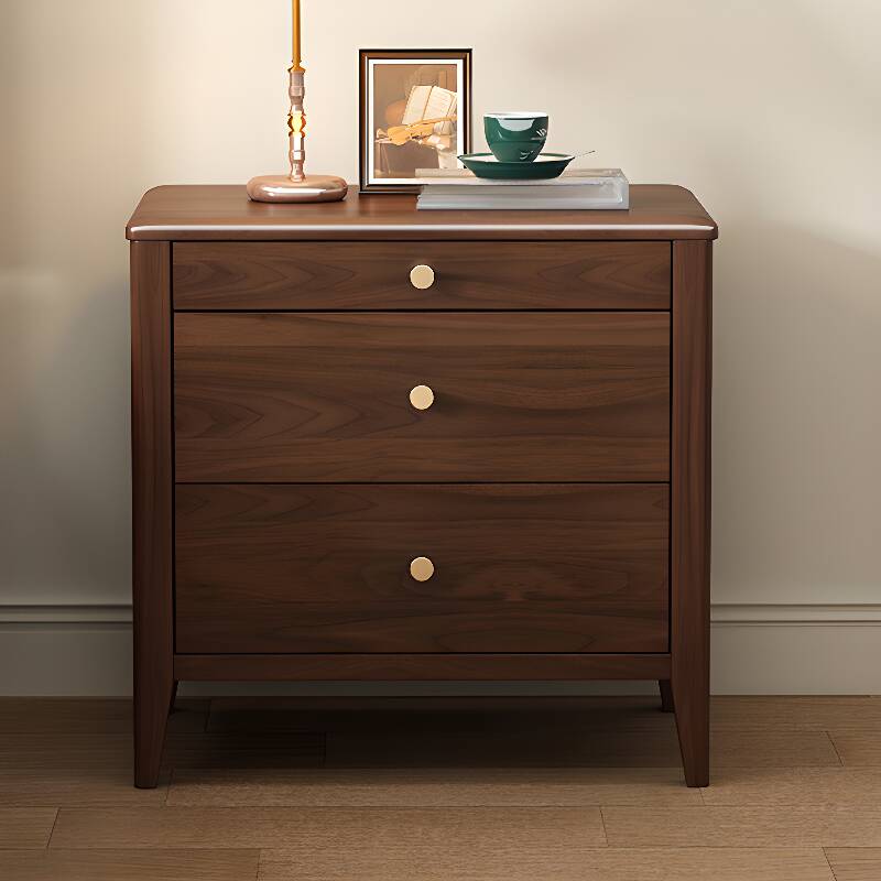 Art Deco 3 Tiers Nightstand With Drawer Storage Featuring Oak Countertop