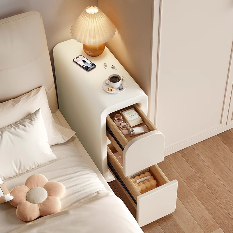 Art Deco Nightstand With 2 Drawers and Leatherette Countertop