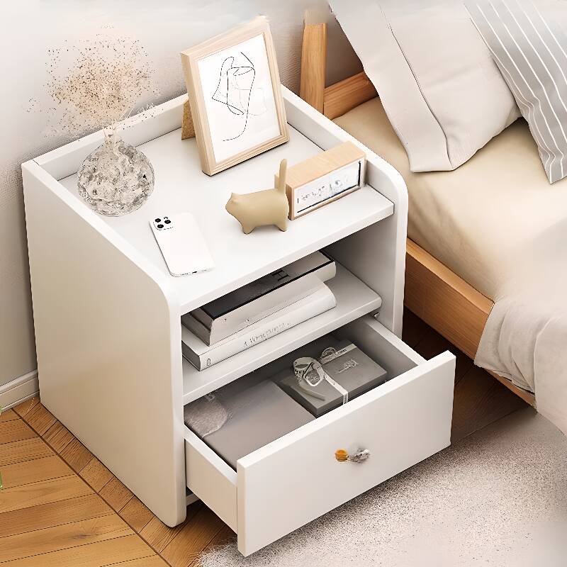 Art Deco Nightstand With Drawer Storage/Open Nightstand with Burl Wood Countertop