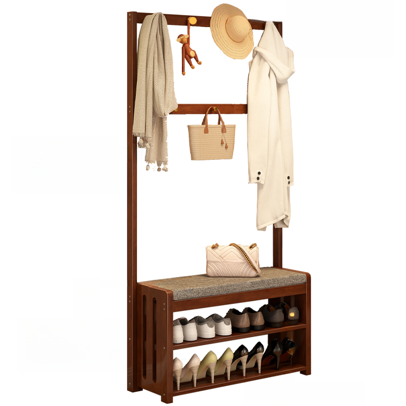 Trendy Coat Tree with Visible Storage, Bench, and Shoe Storage