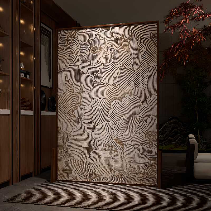 Room Divider in Auburn Indoor Opaque Single Panel Wood Frame with 1 Panel Double Sided Print