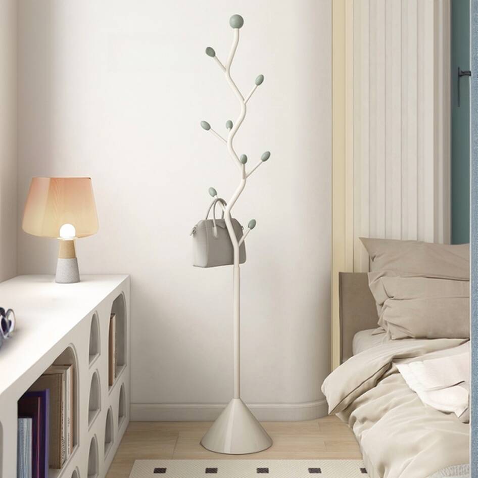 Modish Free Standing Hall Rack with 1 Shelf, Unenclosed Storage, 1 Basket, and Alloy Hook