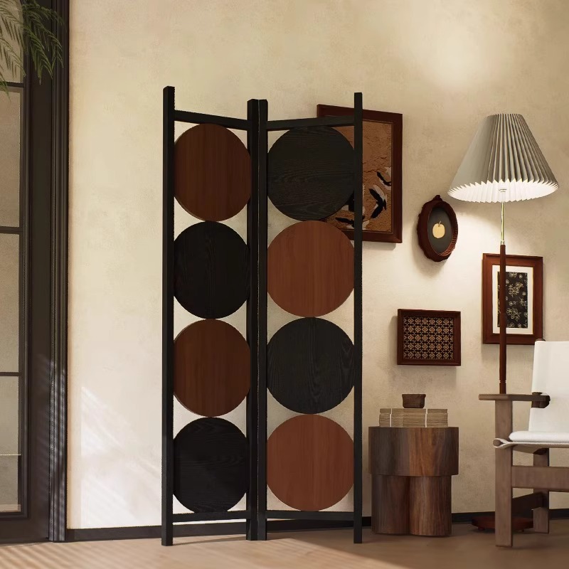 Ink Modern Indoor Transparent Foldable/Single Panel Room Divider with 3/2/1 Panels and Pine Wood