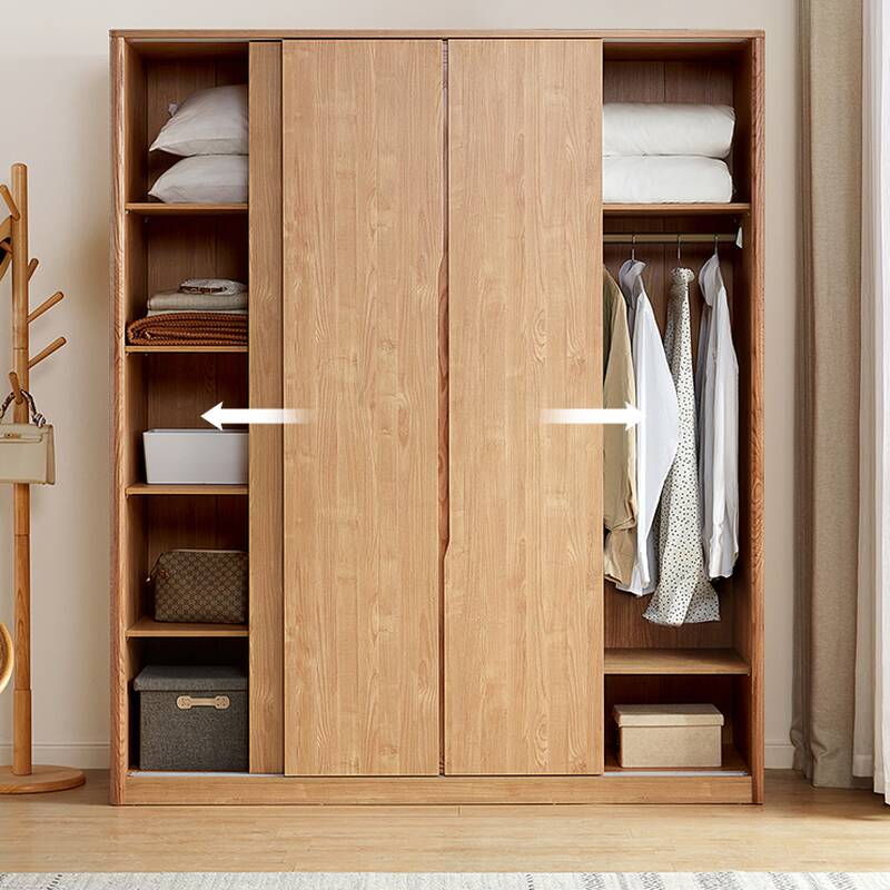 Wood Grain Contemporary Standalone Cabinet Armoire