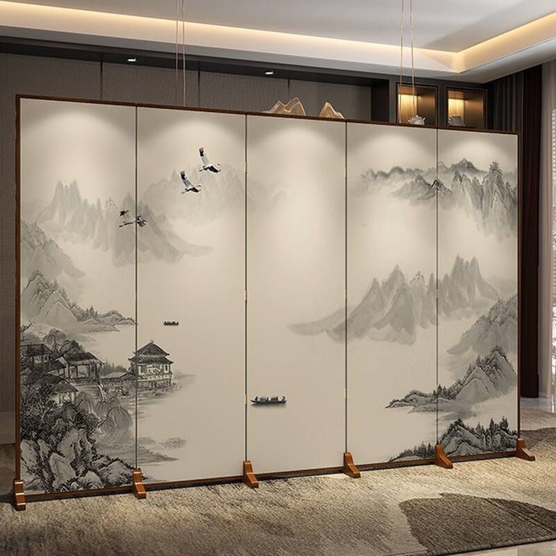 Beige Indoor Fold Away Opaque Double Sided Print Temporary Wall with 5 Panels/6 Panels/8 Panels and Wood Frame