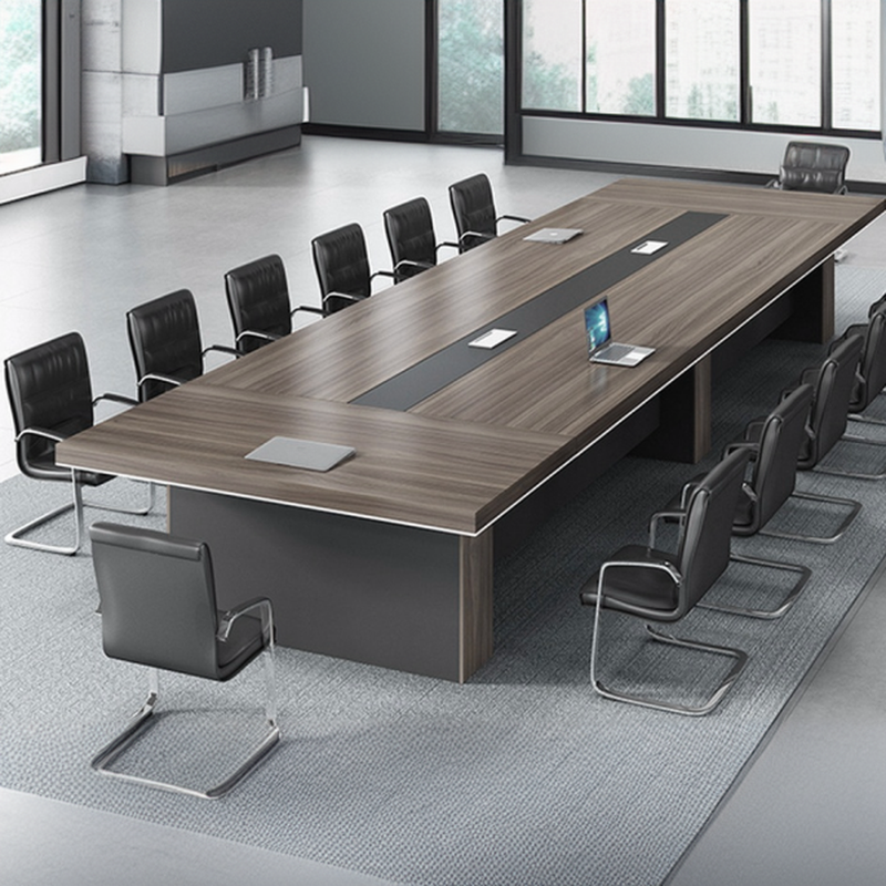 Simplistic Auburn Faux Wood Rectangular Meeting Table Seats 12+/Seats 10/Seating for 8