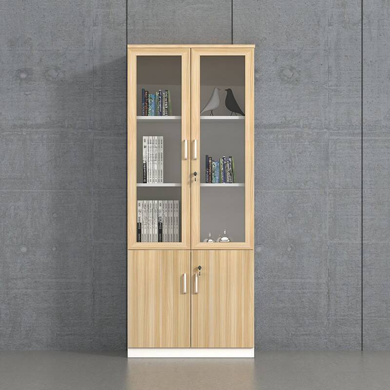 Natural Finish Manufactured Wood Storage Cabinet with Moisture-proof Shelves, Cupboard, Locking Door, and 2-Wide/4-Wide/3-Wide Compartments