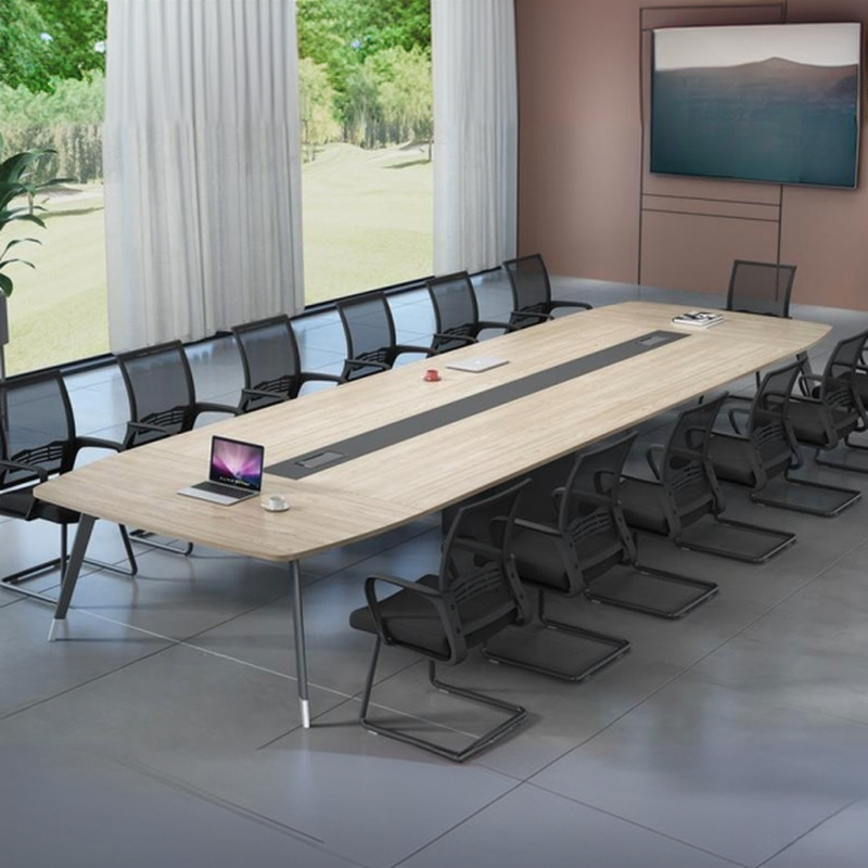 Minimalist Natural Colour Rectangle Mdf Top Conference Table 10-person Seating/Seats 12+/for 12