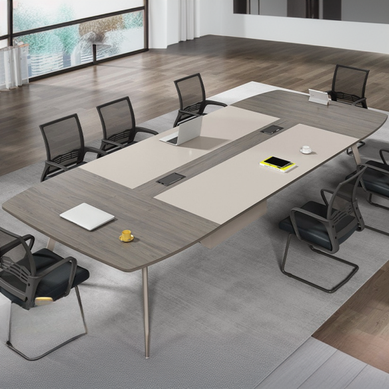 Dove Grey Minimalist Office Conference Table with Rectangular Shape for Seats 12+/10 People/12-person Seating, Featuring MDF Top