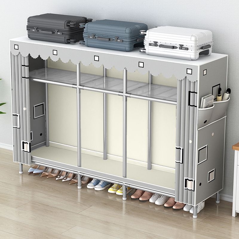 Modern Alloy Cabinet Armoire with Interior Shelves and Clothing Rod