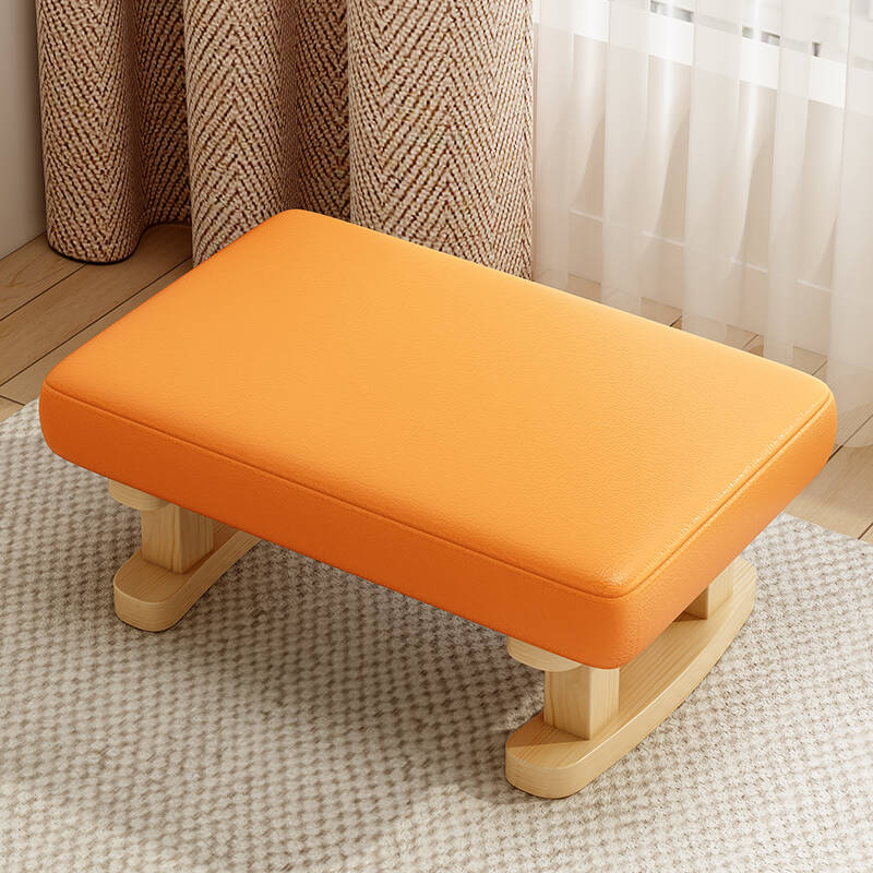 Simple Rectangle Solid Colour Footstool with Timber Frame