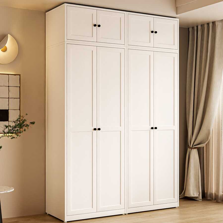 Chalk Modern Steel Cabinet Armoire with Adaptable Shelf and Clothing Rod