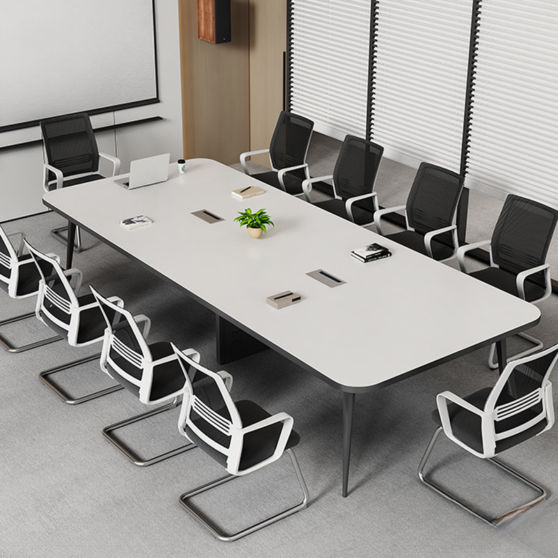 Chalk Minimalist Office Conference Table with Rectangular Shape for Seats 12+/10 People/Seats 8, Featuring MDF Top