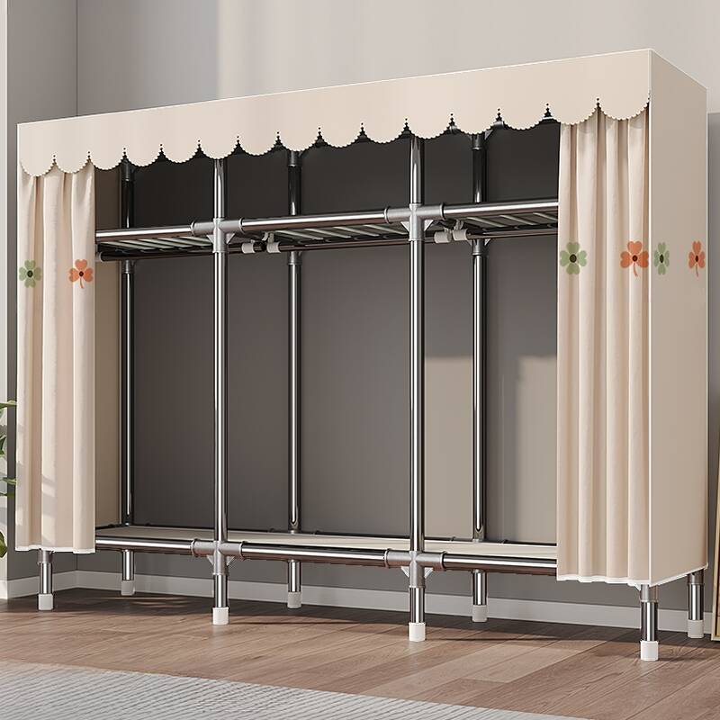 Modern Steel Independent Wardrobe Closet with Adaptable Shelf and Clothing Rod