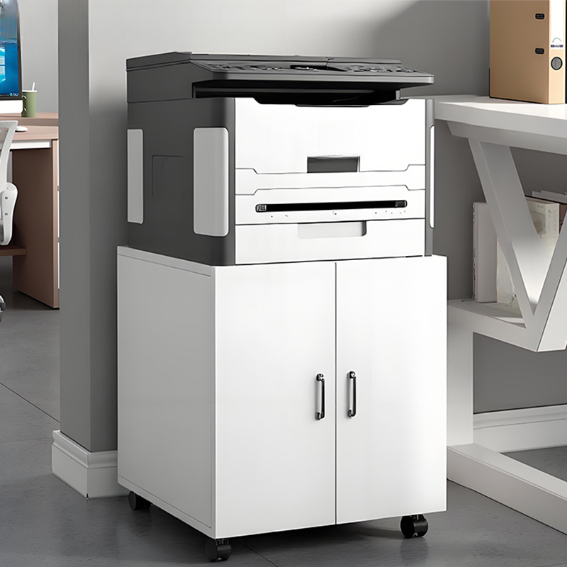 Mildew Resistant Manufactured Wood Office Storage Unit with Wheels, Shelves, Drawers, Locking Door, and 1-Wide/2-Wide Compartments