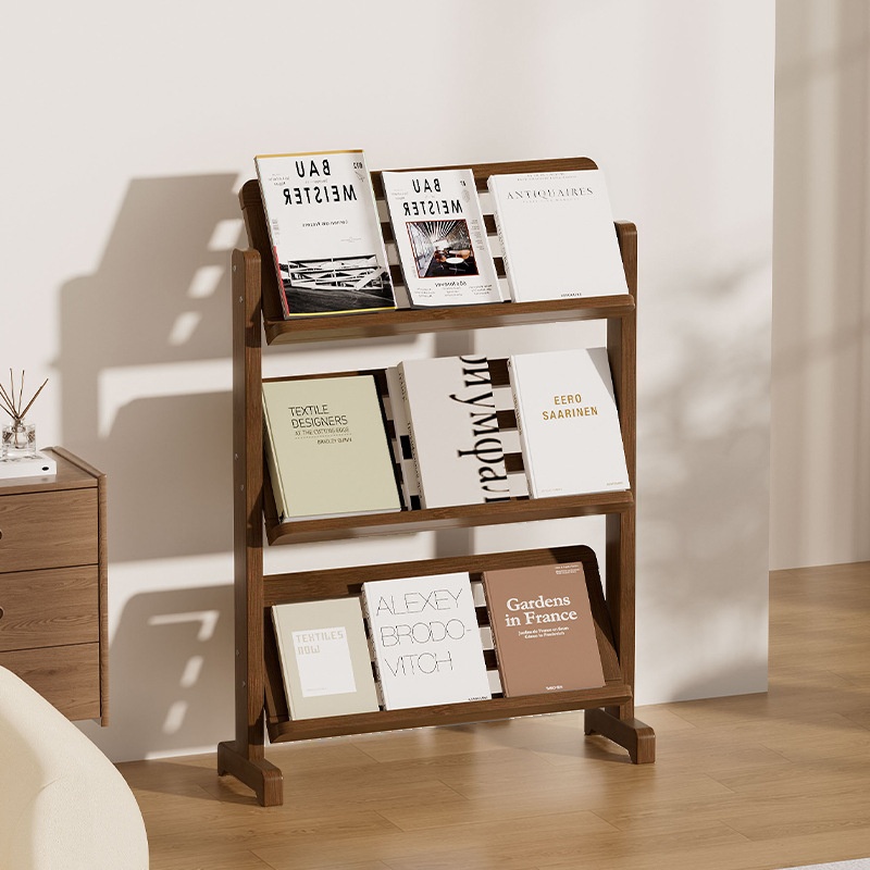 Cocoa Retro Bamboo Magazine Holder with Shelves, 15 in & Above Length, 10 in & Above Height, Independent